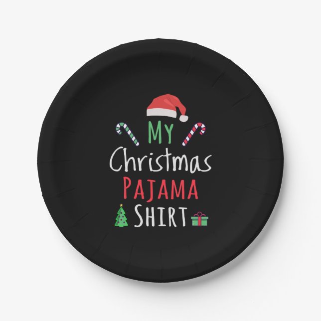 Prato De Papel Minha Camisa de Pijama de Natal (Frente)