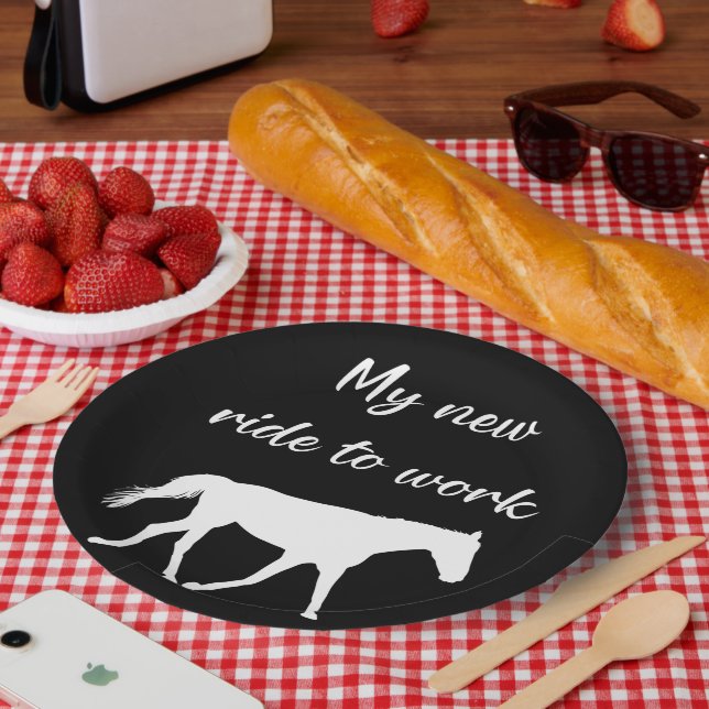 Prato De Papel Minha Nova Viagem para Trabalhar com Engraçado Cav (Piquenique)