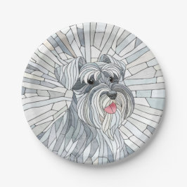 Prato De Papel Miniatura Schnauzer - Arte do Mosaico