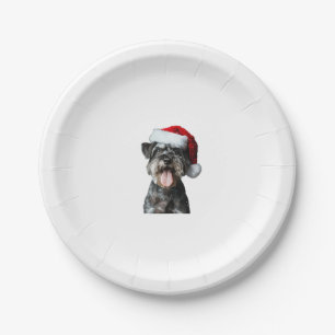 Prato De Papel Miniatura Schnauzer Natal