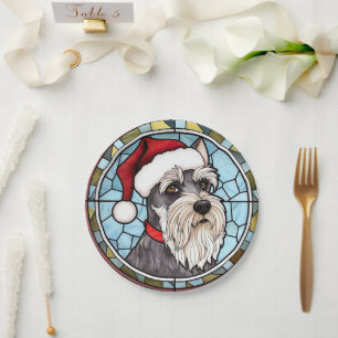 Prato De Papel Miniatura Schnauzer - Natal De Vidro