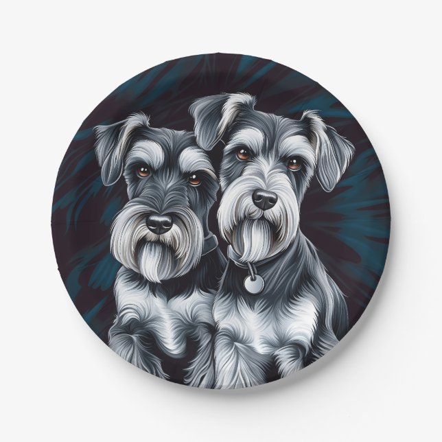 Prato De Papel Miniatura Schnauzer Pals (Frente)