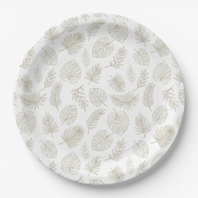 Prato De Papel Minimal Botanical Line Art Pattern (6) (Frente)