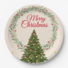 Prato De Papel Minimal Merry Christmas Party Design