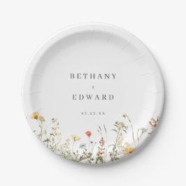 Prato De Papel Minimal Wildflower Wedding