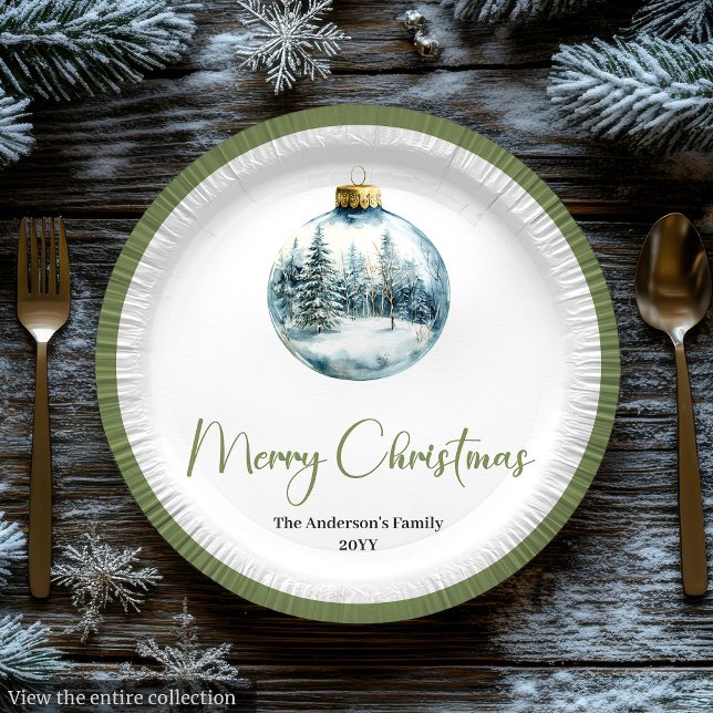 Prato De Papel Minimalist Bohemian Christmas Scene Party Plates (Minimalist Bohemian Christmas Scene Party Plates)