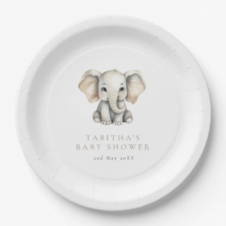 Prato De Papel Minimalist Elephant Little Peanut Baby Shower
