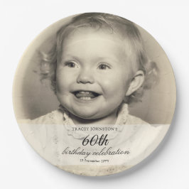 Prato De Papel Minimalist Photo 60th Birthday