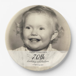 Prato De Papel Minimalist Photo 70th Birthday