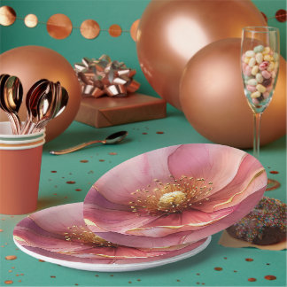 Prato De Papel Minimalist Pink and Gold Poppy Wedding