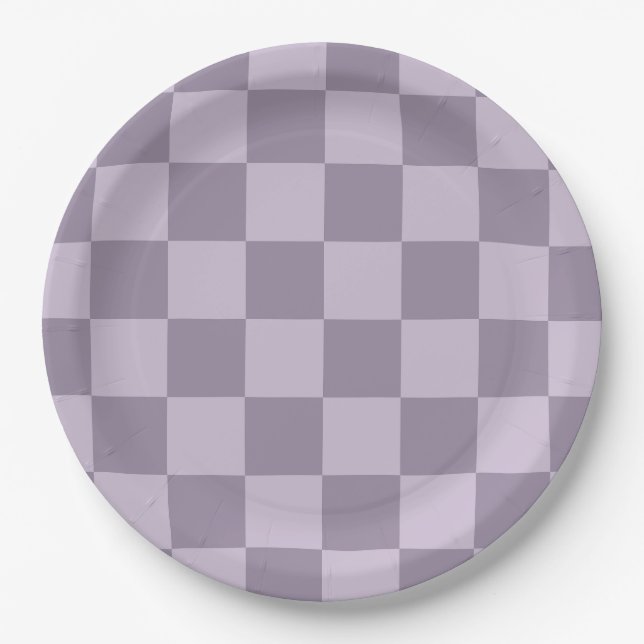 Prato De Papel Minimalist Soft Lavender Checkerboard Pattern  (Frente)