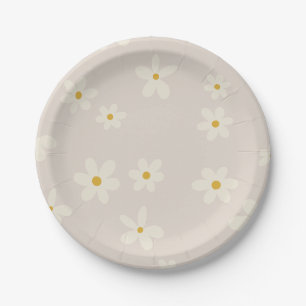 Prato De Papel Minimalista Boho Daisy Plates