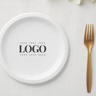 Prato De Papel Minimalista de Evento da Empresa de Logotipo Comer