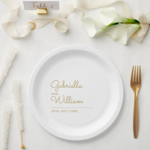 Prato De Papel Minimalista Elegante Moderno Script Dourado
