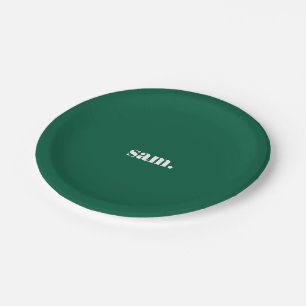 Prato De Papel Minimalista texto personalizado negrito verde