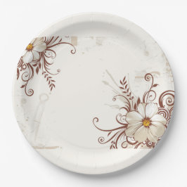 Prato De Papel Mínimo Elegante de Fundo da Flor