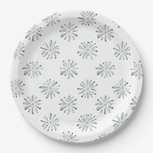 Prato De Papel Mínimo Floral de Margarida Azul