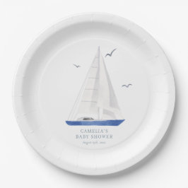 Prato De Papel Mínimo Náutico Chá de fraldas Ahoy Boy