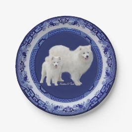 Prato De Papel MiniRetrato Samoído em Placas de Papel Selvagem Az