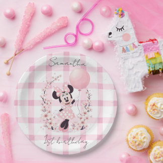 Prato De Papel Minnie Mouse Editable name paper plates