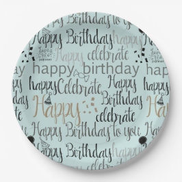 Prato De Papel Mint Fun Happy Balloons Birthday