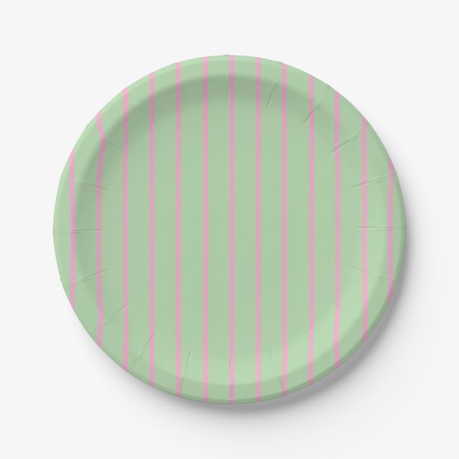 Prato De Papel Mint Green e Rosa claro Light Wall Plate (Frente)