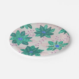 Prato De Papel Mint Green Festivo Floral Impressão 