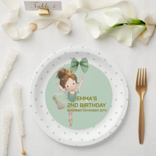 Prato De Papel Mint Green Little Princess Ball Paper Plate (Casamento)