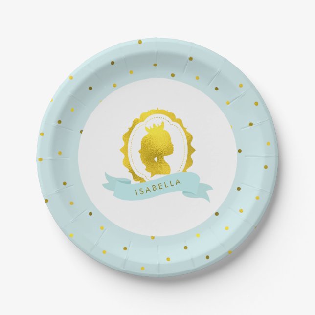 Prato De Papel Mint Princess Cameo Birthday (Frente)