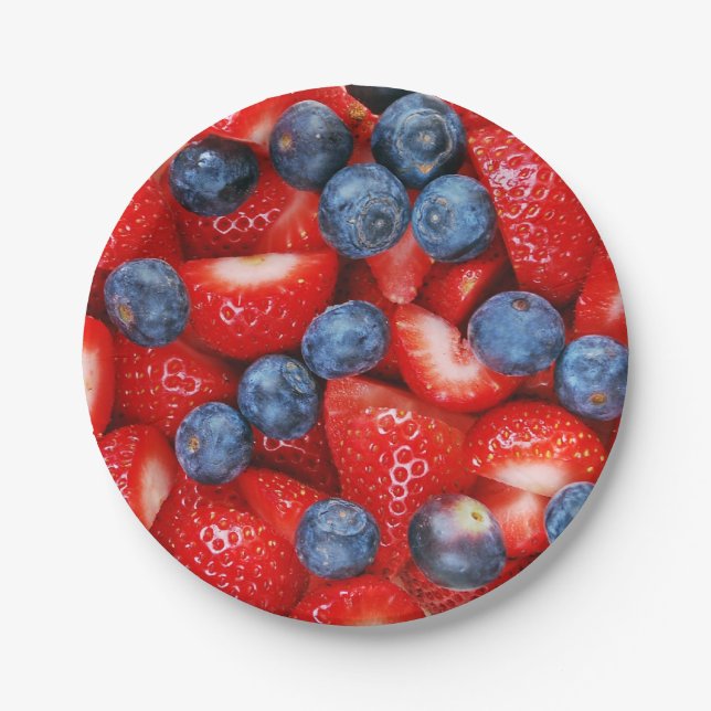 Prato De Papel Mirtilos e morangos (Frente)