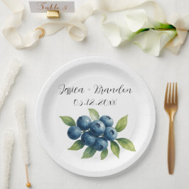 Prato De Papel Mirtilos Fruta Mirtilo Aquarela Casamento