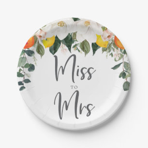 Prato De Papel Miss to Mrs Magnolia Citrus Paper Plates