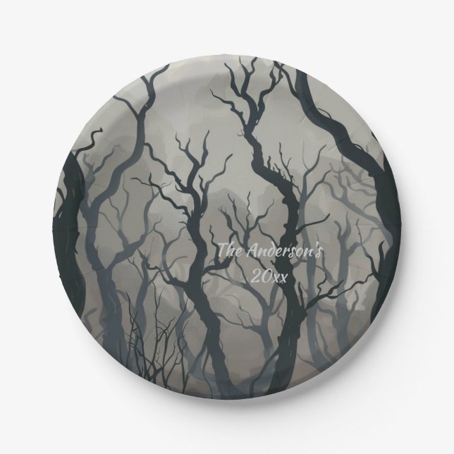 Prato De Papel Misterioso Halloween Night Custom (Frente)