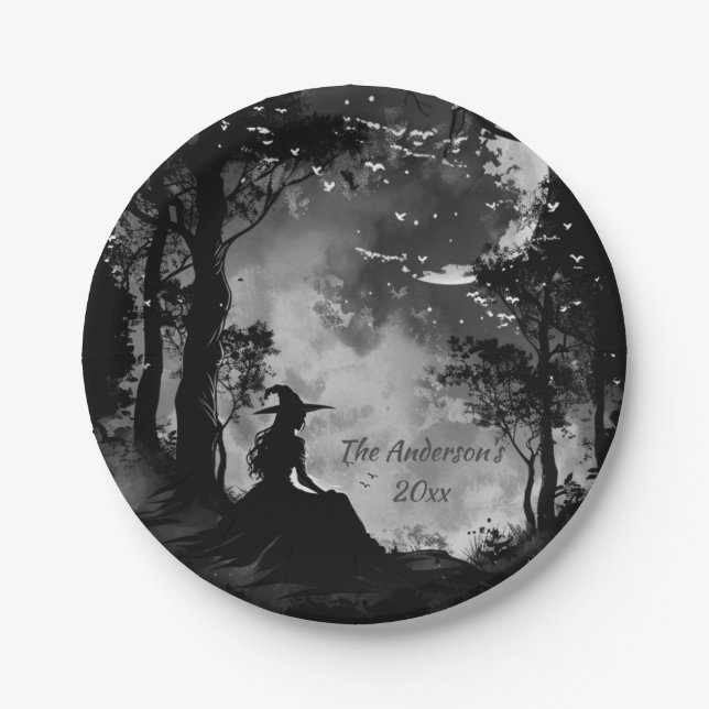 Prato De Papel Misterioso Halloween Night Custom (Frente)