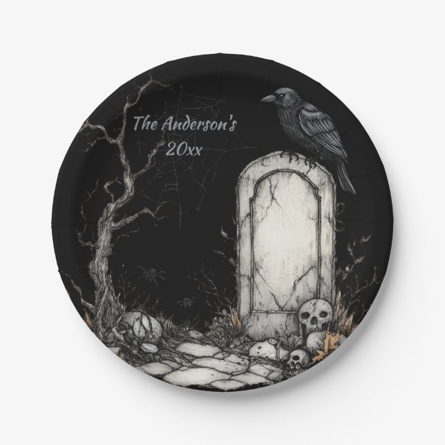 Prato De Papel Misterioso Halloween Night Custom (Frente)