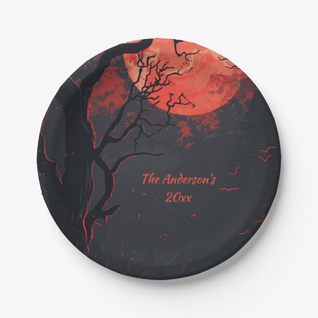 Prato De Papel Misterioso Halloween Night Custom (Frente)