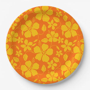 PRATO DE PAPEL MISTURA DE LARANJA HAWAIIANA HULA (HIBISCUS)
