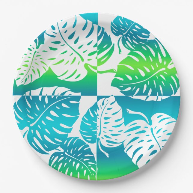 Prato De Papel Mistura Tropical Havaiana Makua Monstera (Frente)