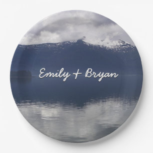 Prato De Papel Misty Alaskan Sea in Shades of Blue