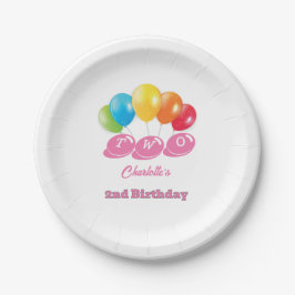 Prato De Papel Moça de segundo aniversário de Nome Personalizado