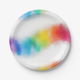 Prato De Papel Modelo de Abstrato, cores modernas do arco-íris
