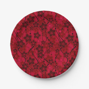 Prato De Papel modelo de moda rústica floral vermelho castanho