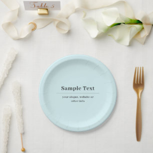 Prato De Papel Modelo de Texto Simples e Elegante Azul Claro