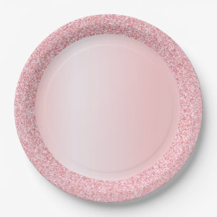 Prato De Papel Modelo em Branco com Brilho em Rosa Dourado Tendên