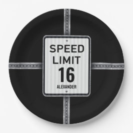 Prato De Papel Modern 16th Birthday Speed Sign