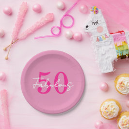 Prato De Papel Modern 50 and Fabulous Pink 50th Birthday Party