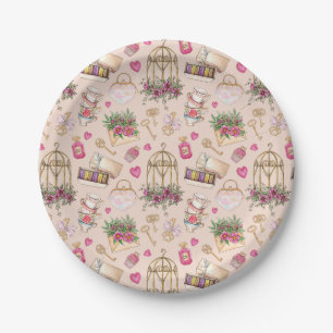 Prato De Papel Modern Blush Tea Party