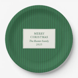 Prato De Papel Modern Christmas Minimal Holiday Green Stripes