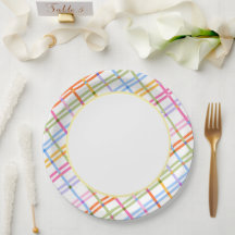 Modern Colorful Plaid Baby Shower Theme Yellow