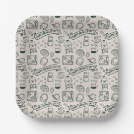 Prato De Papel Modern Father's Day Doodle Pattern Millennial Dad